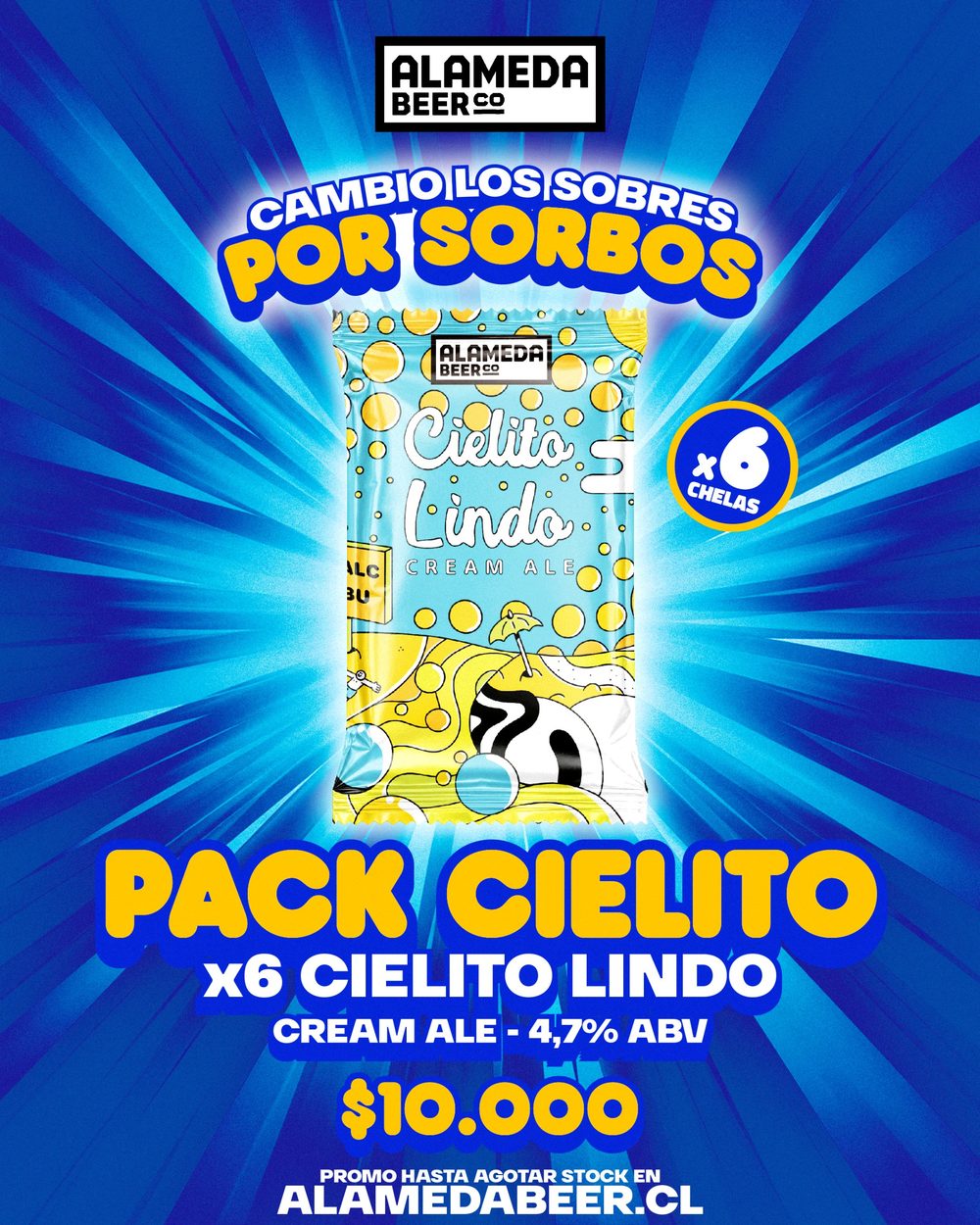 Pack Cielito: 6 latas de Cielito Lindo, Cream Ale 4,7% ABV, a $10.000