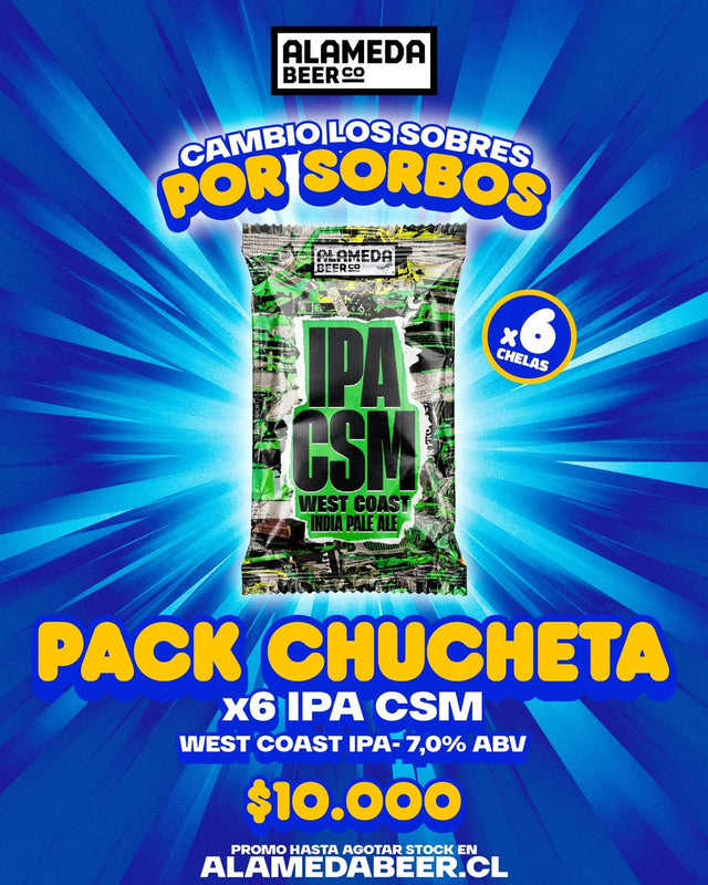 Pack Chucheta: 6 latas de IPA CSM, West Coast IPA 7,0% ABV, a $10.000