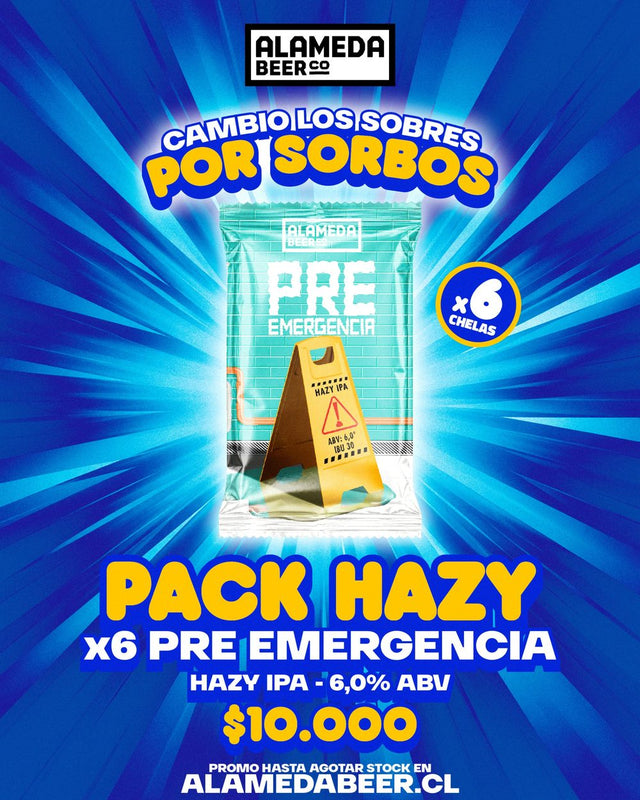 Pack Hazy: 6 latas de Pre Emergencia, Hazy IPA 6,0% ABV, a $10.000