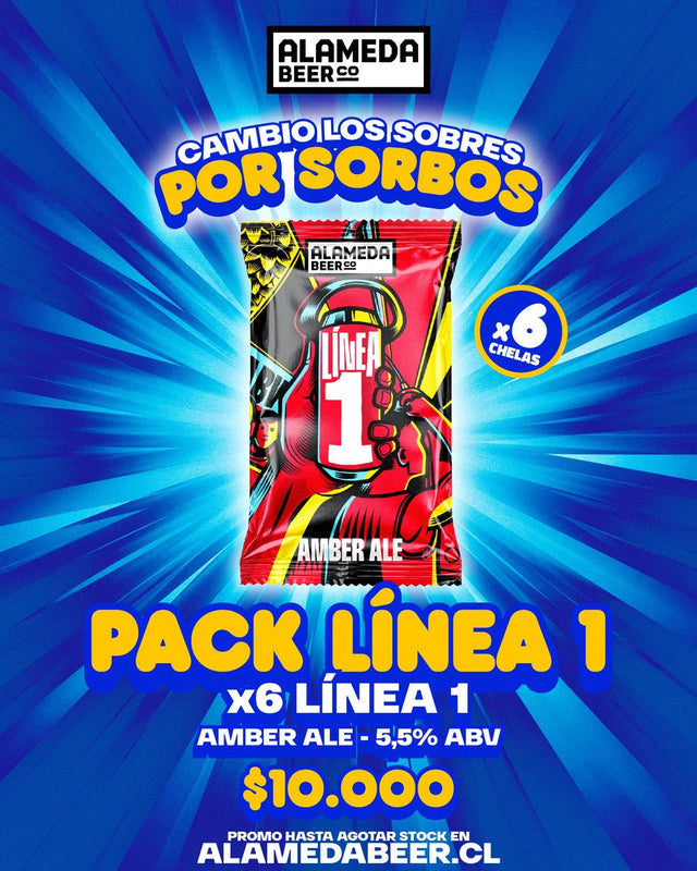 Pack Línea 1: 6 latas de Línea 1, Amber Ale 5,5% ABV, a $10.000